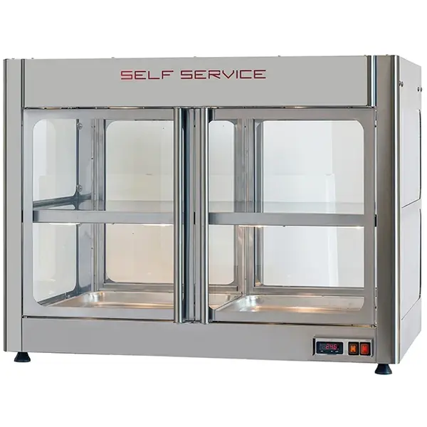 Warmhoudvitrine | TAVOLA CALDA | RVS | 65°C | Geventileerd | 3 Niveaus | Zelfbediening | 1.87kW (230V) | Bevochtiging | 1154x713x881(h)mm