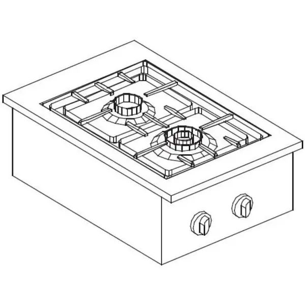 Inbouw Gasfornuis | DROP-IN | Gas | 2 Branders (3.5+5.5kW) | Waakvlam | 400x600x270(h)mm