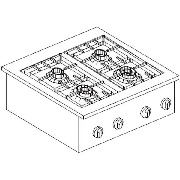 Inbouw Gasfornuis | DROP-IN | Gas | 4 Branders (2x 3.5kW + 2x 5.5kW) | Waakvlam | 600x600x270(h)mm
