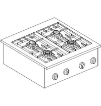 CombiSteel Inbouw Gasfornuis | DROP-IN | Gas | 4 Branders (4x 3.5kW) | Waakvlam | 600x600x270(h)mm