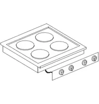 CombiSteel Inbouwfornuis | DROP-IN | Elektrisch | 4 Kookpunten (Ø180/220) | 8.2kW (400V) | 600x600x260(h)mm