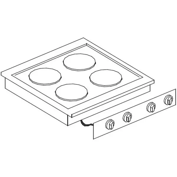Inbouwfornuis | DROP-IN | Elektrisch | 4 Kookpunten (Ø180/220) | 8.2kW (400V) | 600x600x260(h)mm