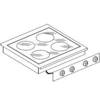 CombiSteel Glaskeramisch Inbouwfornuis | DROP-IN | 4 Kookpunten (Ø145/180/240) | 7.8kW (400V) | 600x600x260(h)mm