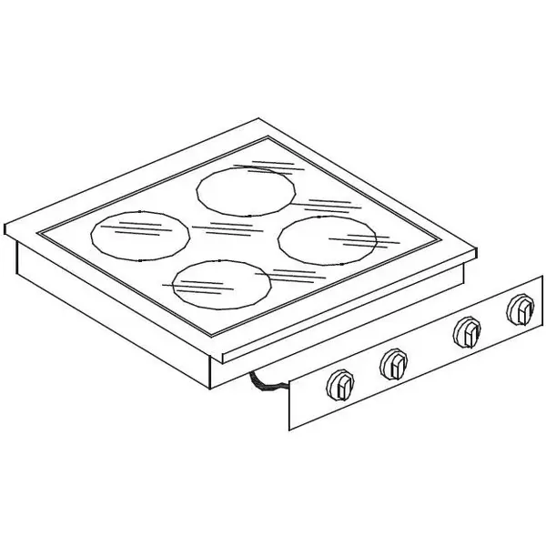 Glaskeramisch Inbouwfornuis | DROP-IN | 4 Kookpunten (Ø145/180/240) | 7.8kW (400V) | 600x600x260(h)mm