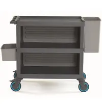 CombiSteel Afruimwagen | Kunststof | 2 Niveaus | Incl. Afvalemmer/Bestekemmer | Wielen (Geremd) | 1400x530x990(h)mm