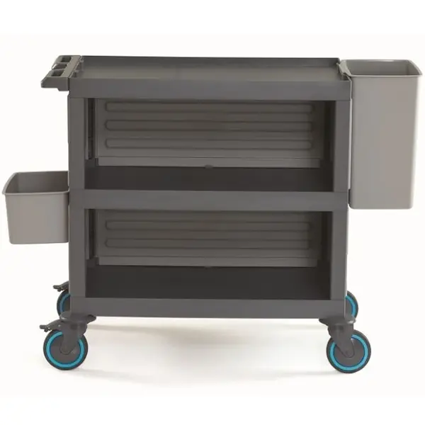 Afruimwagen | Kunststof | 2 Niveaus | Incl. Afvalemmer/Bestekemmer | Wielen (Geremd) | 1400x530x990(h)mm