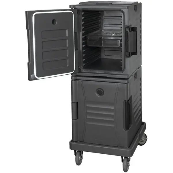 Thermo-Voedseltransportwagen | Kunststof | 2 Niveaus | 8x 1/1 GN (100mm) | Wielen (Geremd) | 477x680x1420(h)mm
