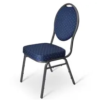Luxus Banketstoel | SIDNEY | Stof/Metaal | Blauw | Grijs Frame | Indoor | Stapelbaar