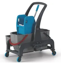CombiSteel Duo Rolemmer + Wringer | Grijs/Blauw | 25+25L | Incl. Kleine Emmer | 730x750x920(h)mm