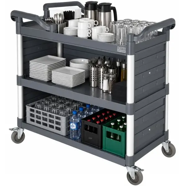 Serveerwagen | Kunststof | 3 Niveaus (842x486) | Wielen (Geremd) | 1010x500x960(h)mm