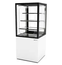 SAYL Neutrale Vitrine | INTEGRA | Wit/Zwart | 4 Niveaus | Zelfbediening | Wielen (Geremd) | 600x600x1400(h)mm