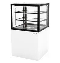 SAYL Neutrale Vitrine | INTEGRA | Wit/Zwart | 3 Niveaus | Zelfbediening | Wielen (Geremd) | 600x600x1100(h)mm