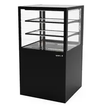 SAYL Neutrale Vitrine | INTEGRA | Zwart | 3 Niveaus | Wielen (Geremd) | 600x600x1100(h)mm