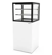 SAYL Neutrale Vitrine | INTEGRA | Wit/Zwart | 3 Niveaus | Wielen (Geremd) | 600x600x1400(h)mm