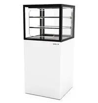 SAYL Neutrale Vitrine | INTEGRA | Wit/Zwart | 3 Niveaus | Zelfbediening | Wielen (Geremd) | 600x600x1400(h)mm