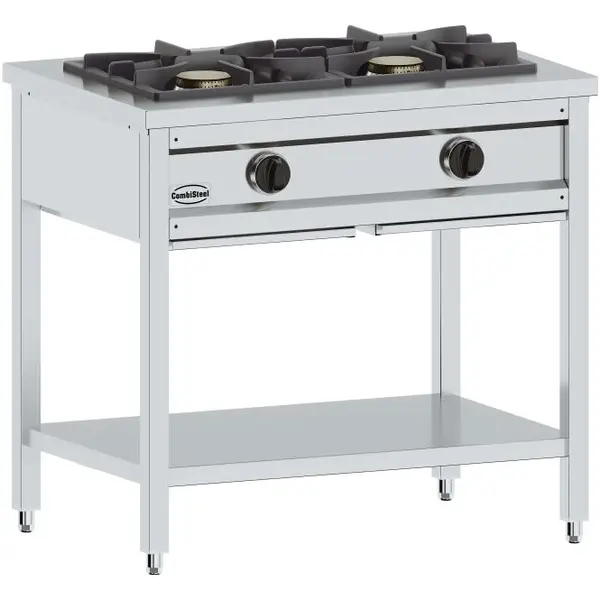 Pannenkoekenfornuis | Gas | 2 Branders (2x 8.5kW) | Open Onderstel | 900x600x850(h)mm