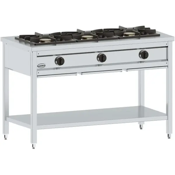 Pannenkoekenfornuis | Gas | 3 Branders (3x 8.5kW) | Open Onderstel | 1300x600x850(h)mm