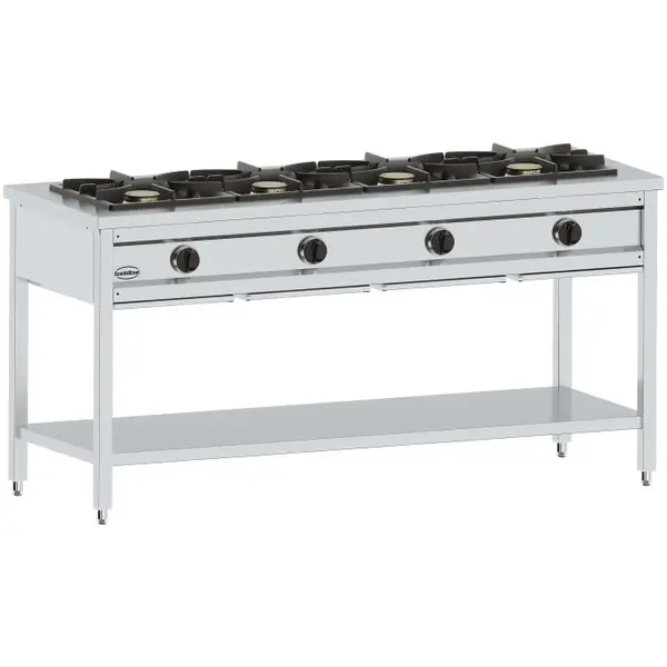 Pannenkoekenfornuis | Gas | 4 Branders (4x 8.5kW) | Open Onderstel | 1700x600x850(h)mm