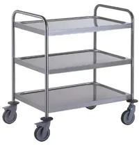 Tournus Serveerwagen | RVS | 3 Niveaus (800x530) | Wielen (Geremd) | 895x625x960(h)mm