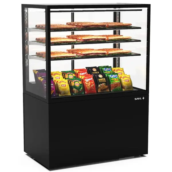 Neutrale Vitrine | INTEGRA | Zwart | 4 Niveaus | Wielen (Geremd) | 1000x600x1400(h)mm