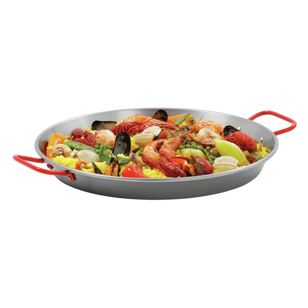 Paella-pan | STP380 | Ø380mm | Inwendige Hoogte 44mm | Gepolijst Staal, Gestructureerd Bakoppervlak