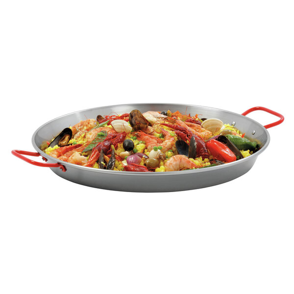Paella-pan | STP420 | Ø420mm | Inwendige Hoogte 47mm | Gepolijst Staal, Gestructureerd Bakoppervlak