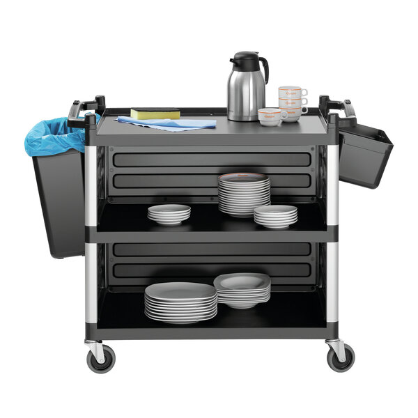 Afruimcontainer-Set | TSA300V | Kunststof | Zwart | Bestekbak 333x230x173mm | Afvalbak 343x230x440mm