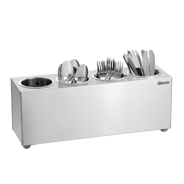 Bestekkorfhouder | BK40L | 4 Vakken | Voor 4 Bestekkokers Ø90x140(h)mm | Chroomnikkelstaal