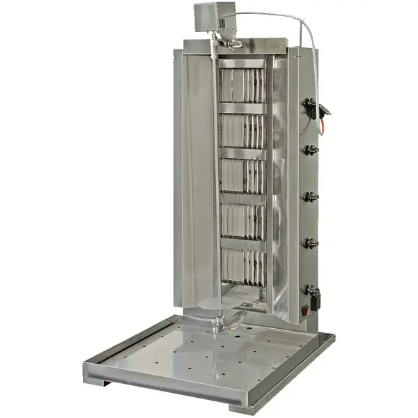 Dönergrill | Gas | 5 Branders | 15kW (5x 3kW) | Rotatiemotor Boven | 589x750x1294(h)mm