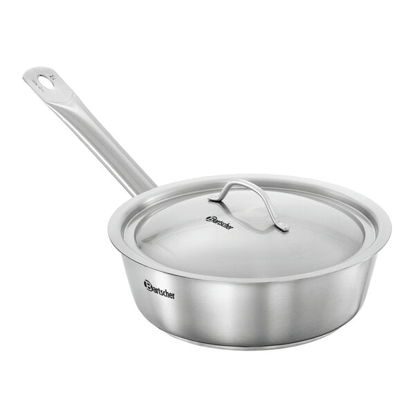 Braadpan | E240-D1 | Ø240mm | 75mm Hoog | CNS 18/10 | Geschikt Voor Inductie | Inclusief Deksel | Geborsteld Braadoppervlak