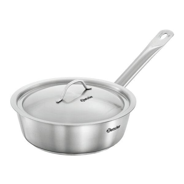 Braadpan | E240-D1 | Ø240mm | 75mm Hoog | CNS 18/10 | Geschikt Voor Inductie | Inclusief Deksel | Geborsteld Braadoppervlak
