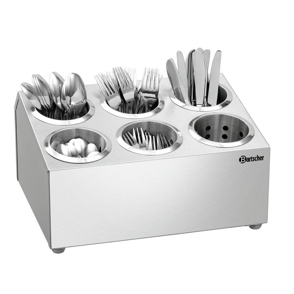 Bestekkorfhouder | BK60 | 6 Vakken | Chroomnikkelstaal | Voor Kokers Ø90x140(h)mm