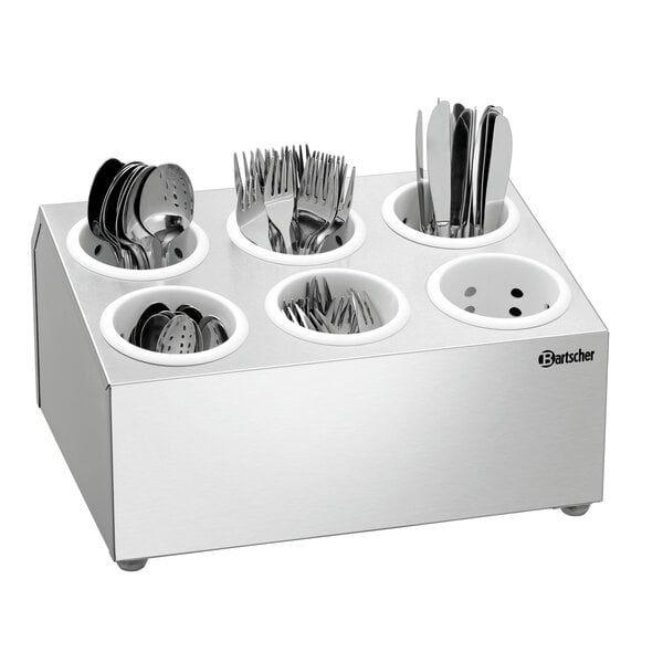 Bestekkorfhouder | BK60 | 6 Vakken | Chroomnikkelstaal | Voor Kokers Ø90x140(h)mm