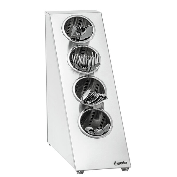Bestekkorfhouder | BK40H | 4 Vakken | Voor 4 Bestekkokers Ø90x140mm | Chroomnikkelstaal