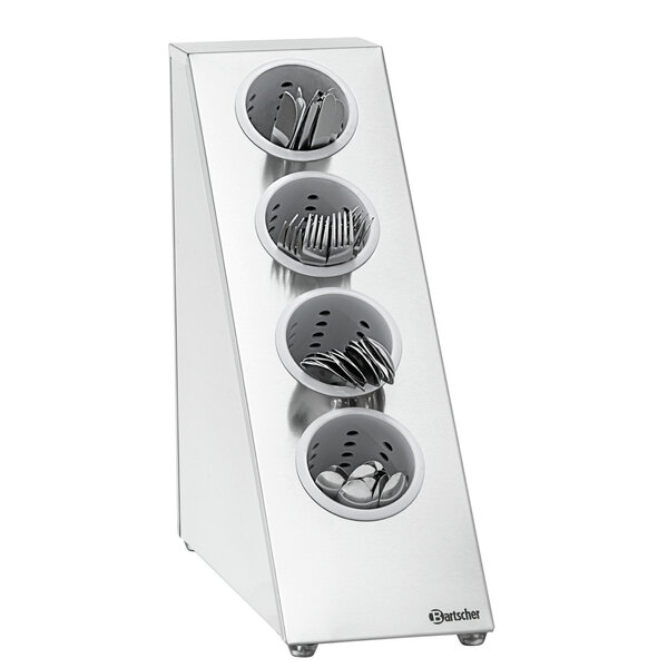 Bestekkorfhouder | BK40H | 4 Vakken | Voor 4 Bestekkokers Ø90x140mm | Chroomnikkelstaal