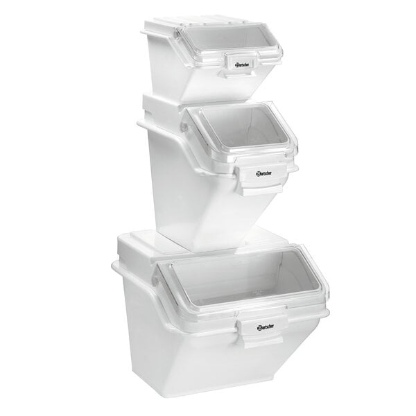 Voorraadcontainer | 24L | Wit | Stapelbaar | Transparant Klapdeksel | Polycarbonaat, Polypropyleen