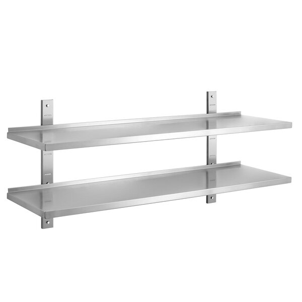 Wandplank | RVS | 1 Schap, Volledig Oppervlak, In Hoogte Verstelbaar, Steeksysteem | Draagvermogen 120kg | 1200x355x27(h)mm