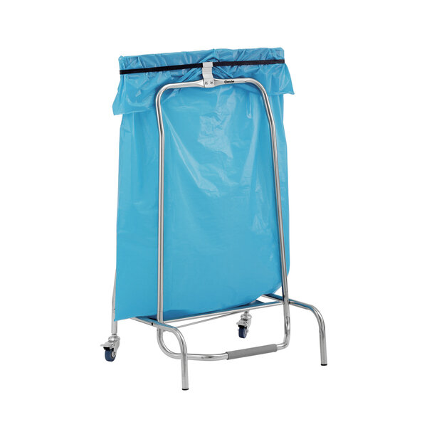 Vuilniszakhouder | 120L | Voetpedaal | 2 Geremde Zwenkwielen | RVS, Rubber En Kunststof
