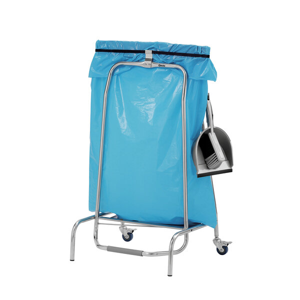 Vuilniszakhouder | 120L | Voetpedaal | 2 Geremde Zwenkwielen | RVS, Rubber En Kunststof