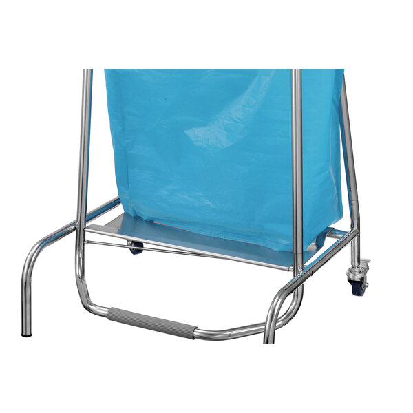 Vuilniszakhouder | 120L | Voetpedaal | 2 Geremde Zwenkwielen | RVS, Rubber En Kunststof