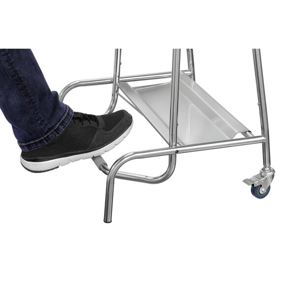 Vuilniszakhouder | 120L | Voetpedaal | 2 Geremde Zwenkwielen | RVS, Rubber En Kunststof