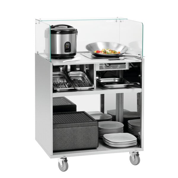 Inlegbodem | Snackpoint 200 | RVS | Uitsparing Voor Inductiewok IW 35-EB | Kabelgoot En Ventilatiegaten | 375x575mm