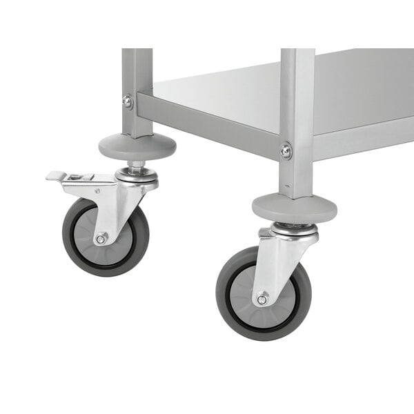 Bestekwagen | TBST200 | 1 Plank, 2 Bestekdozen, 4 Vakken | Draagvermogen 60kg | RVS | 4 Zwenkwielen Ø80mm, 2 Met Rem | Plank 590x310mm