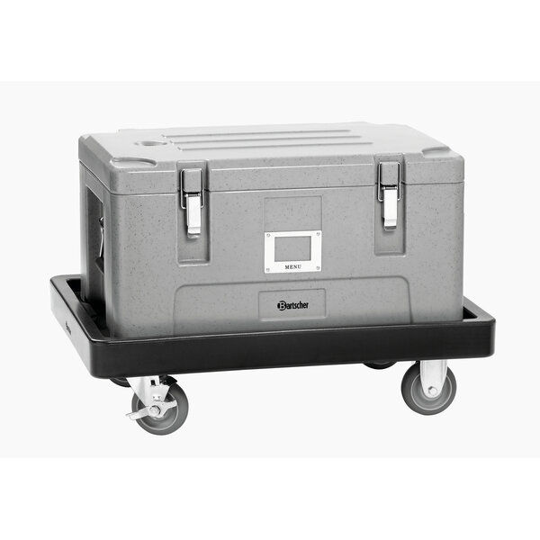 Transportwagen | Kunststof | Opstaande Rand | 2 Zwenkwielen Met Rem | 100kg | Stelvlak 490x660mm