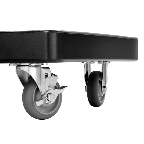 Transportwagen | Kunststof | Opstaande Rand | 2 Zwenkwielen Met Rem | 100kg | Stelvlak 490x660mm