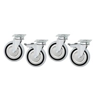 Bartscher Zwenkwielset | 4AW | 4 Zwenkwielen, 2 Met Rem | Ø125mm | 150kg Per Wiel | RVS/Rubber 