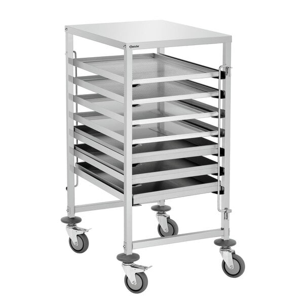 Euronormwagen | AEN700-6040 | 7 Geleiders | Euronorm 600x400mm | Tweezijdig Vulbaar | 8kg Per Geleider | 60kg | 4 Zwenkwielen, 2 Met Rem