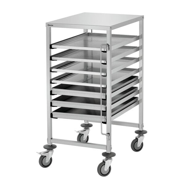 Euronormwagen | AEN700-6040 | 7 Geleiders | Euronorm 600x400mm | Tweezijdig Vulbaar | 8kg Per Geleider | 60kg | 4 Zwenkwielen, 2 Met Rem