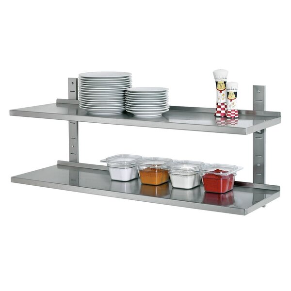 Wandrekset | 2 Schappen | 120kg Draagvermogen Per Schap | In Hoogte Verstelbaar | Insteeksysteem | RVS | 1200x355mm