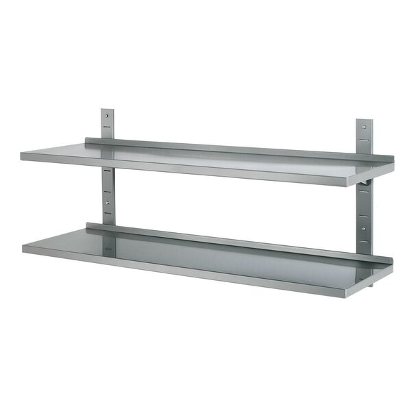 Wandrekset | 2 Schappen | 120kg Draagvermogen Per Schap | In Hoogte Verstelbaar | Insteeksysteem | RVS | 1200x355mm
